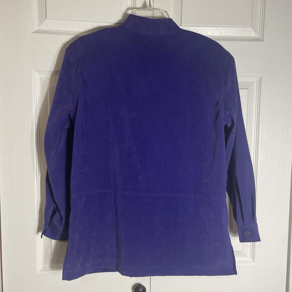 Vintage 90s Notations Jacket Women Medium Purple Red Hat Lady Button Front Top - Picture 3 of 12